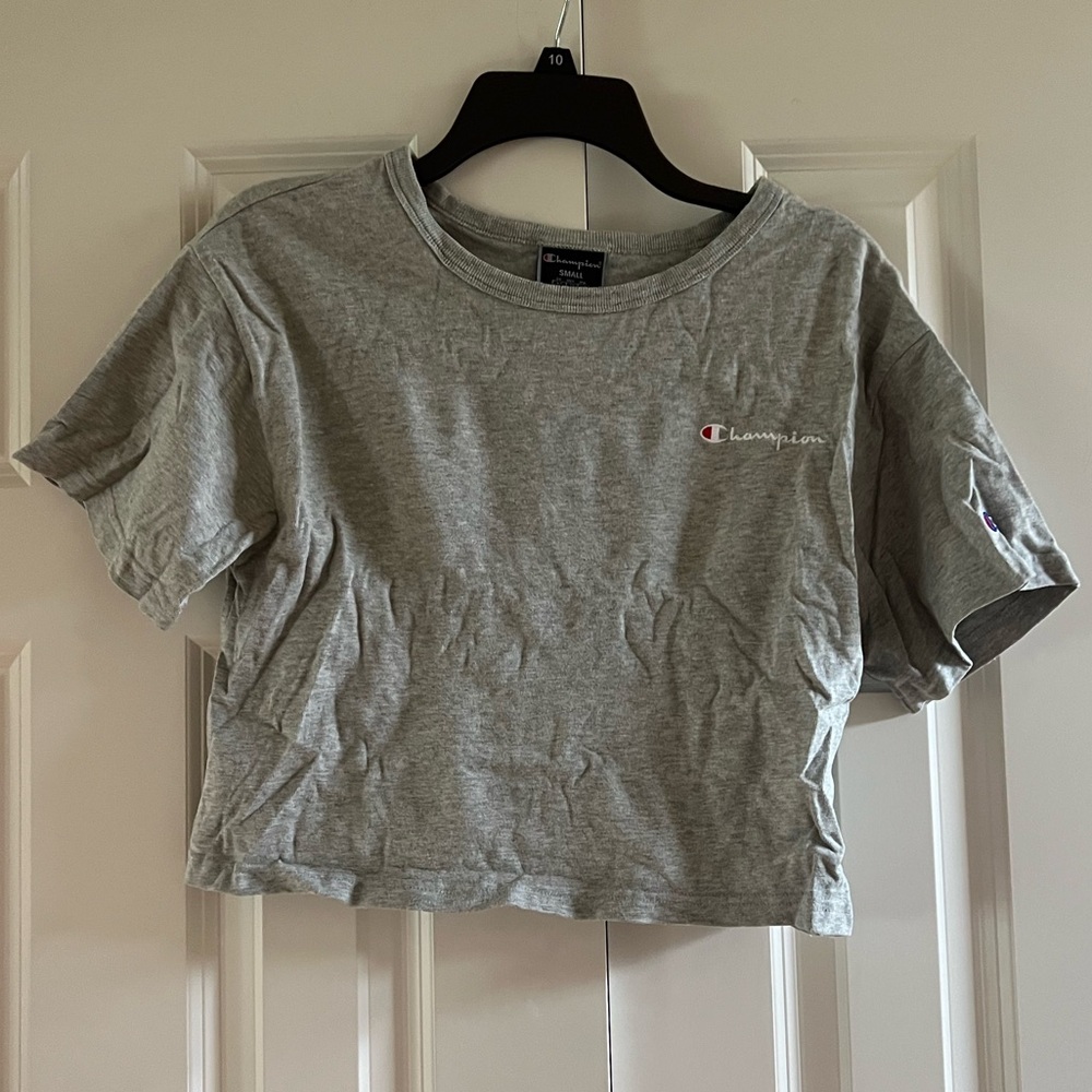 Champion Women’s Grey Embroidered Logo Crop Top Size Small